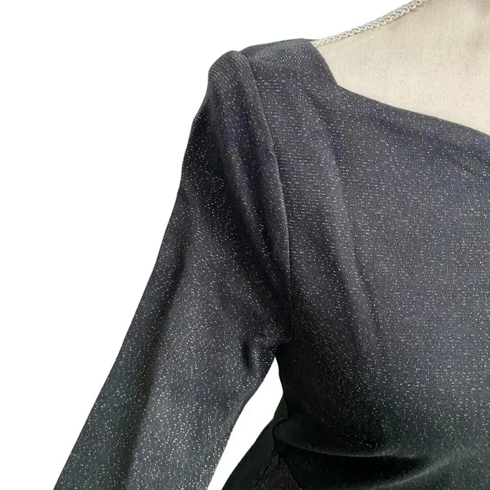 Kate Spade Sparkle Ponte Black Fit Flare Cocktail Dress Size 0
